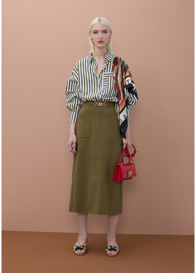 Striped Poplin Shirt with Pocket