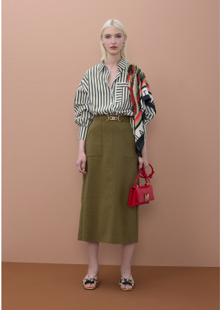 Camisa de Popeline Listrada com Bolso