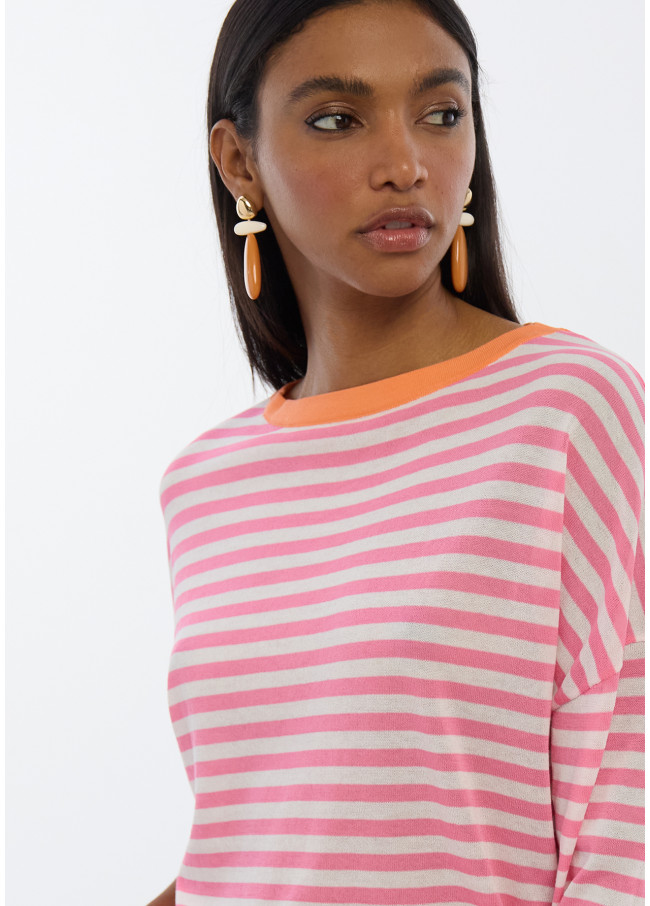 Maglia Bicolore a Righe con Maniche Francesi