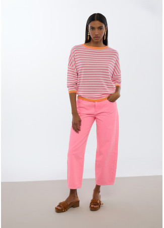 Bicolor Striped Jersey with French Sleeves