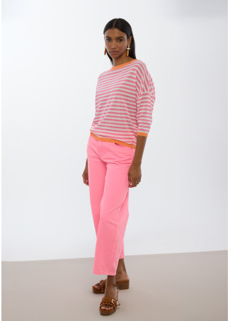 Bicolor Striped Jersey with French Sleeves
