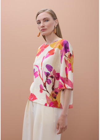 Short Sleeve Floral Print Blouse