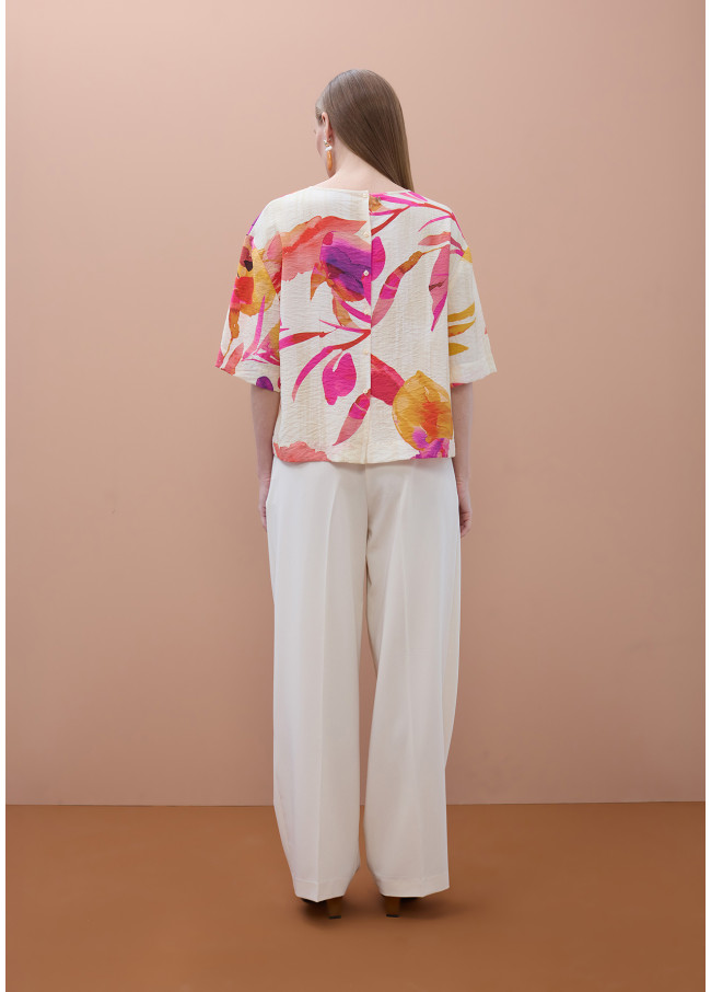 Blusa de Manga Curta Estampa Floral