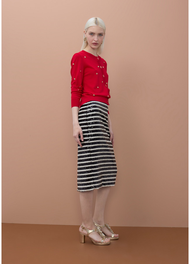 Cardigan com Tachas Irregulares