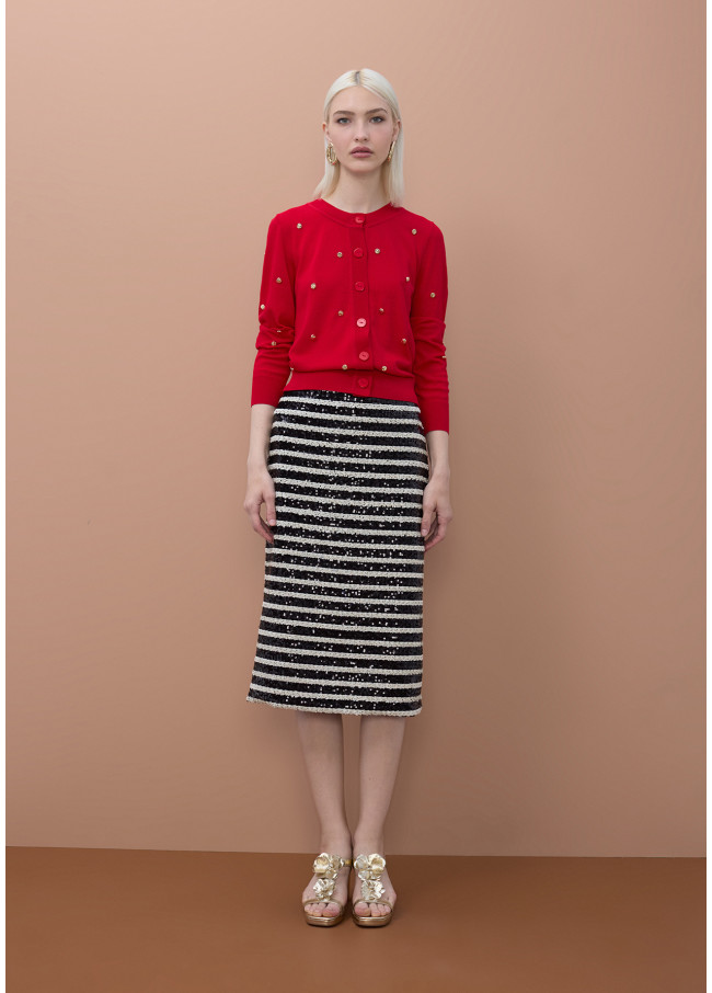 Cardigan con Tachas Irregulares