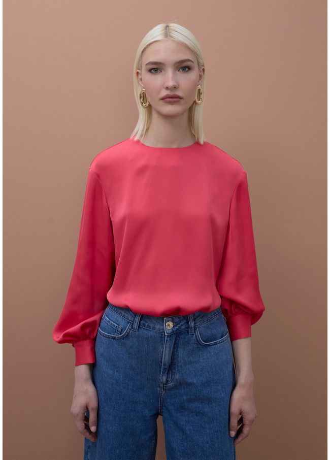 Blouse Satinée avec Manches Ajustées