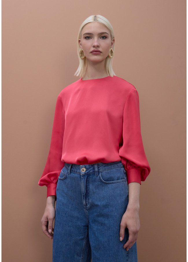 Satin Blouse with Fitted Cuffs