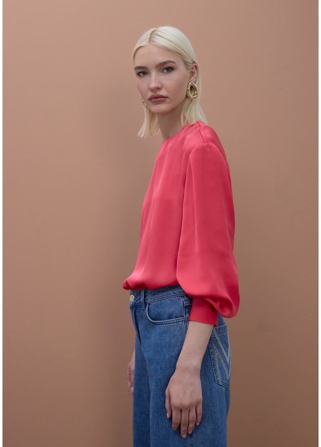 Blusa in Raso con Polsini Aderenti