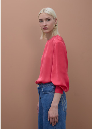 Blusa in Raso con Polsini Aderenti