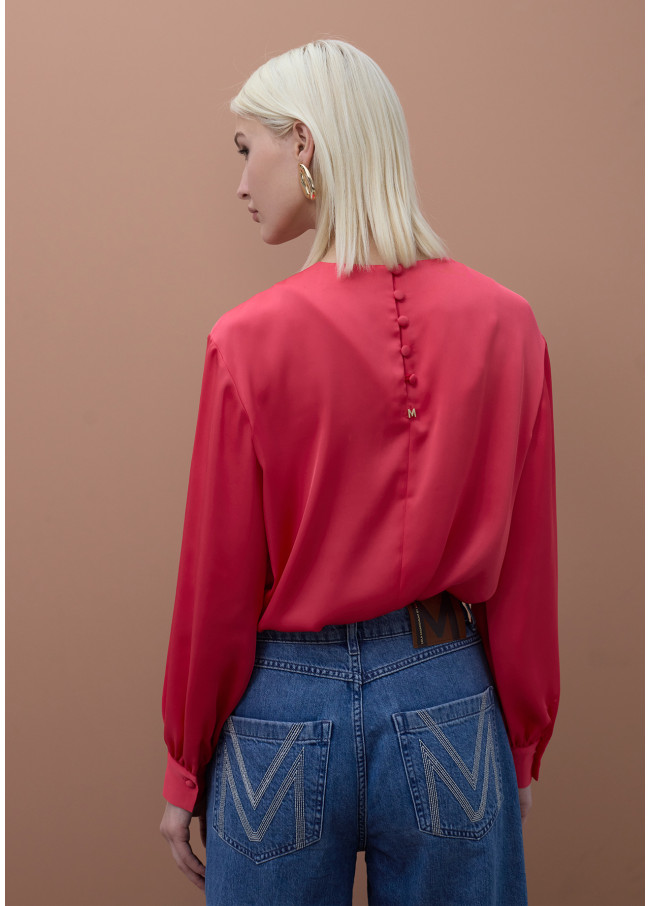 Blouse Satinée avec Manches Ajustées