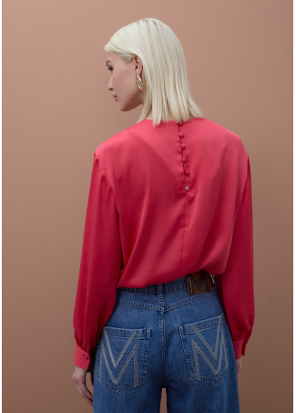 Blusa satinada puños ajustados