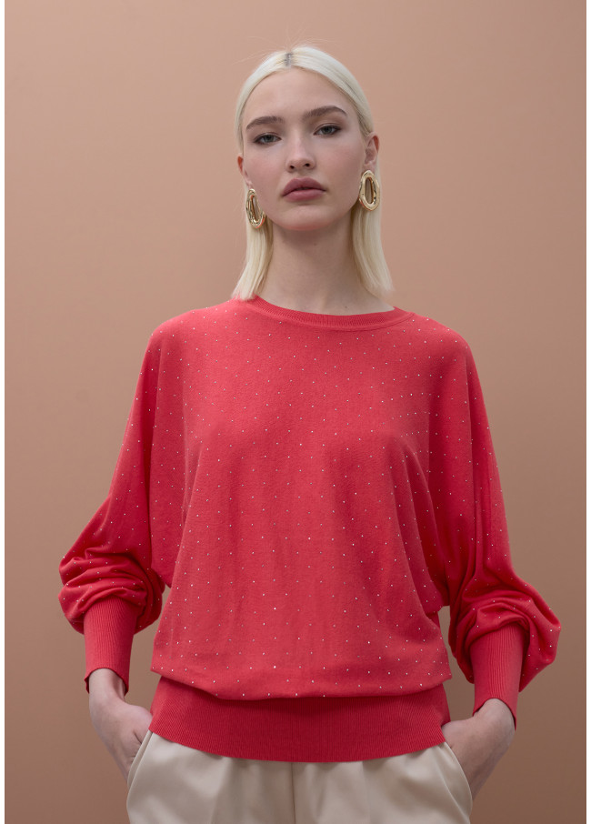 Maglione Pipistrello con Strass