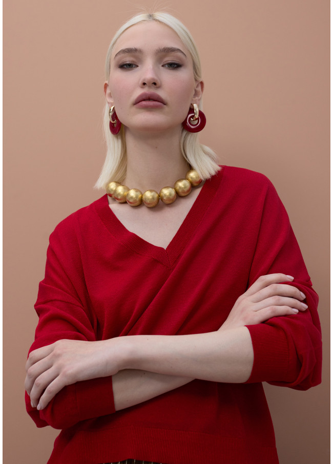 V-neck Lurex Sweater