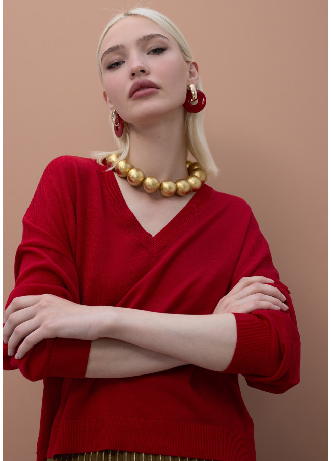 Maglia in lurex con scollo a V