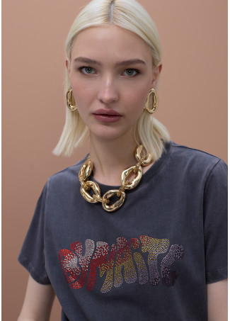 Camiseta By Maite con strass multicolor