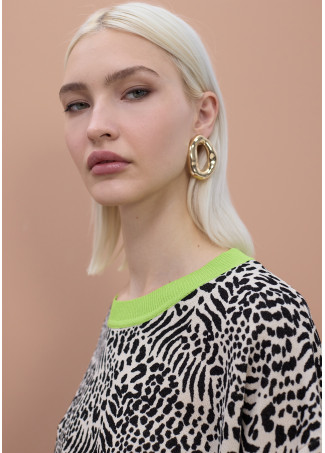 Jacquard Sweater with Contrast Rib