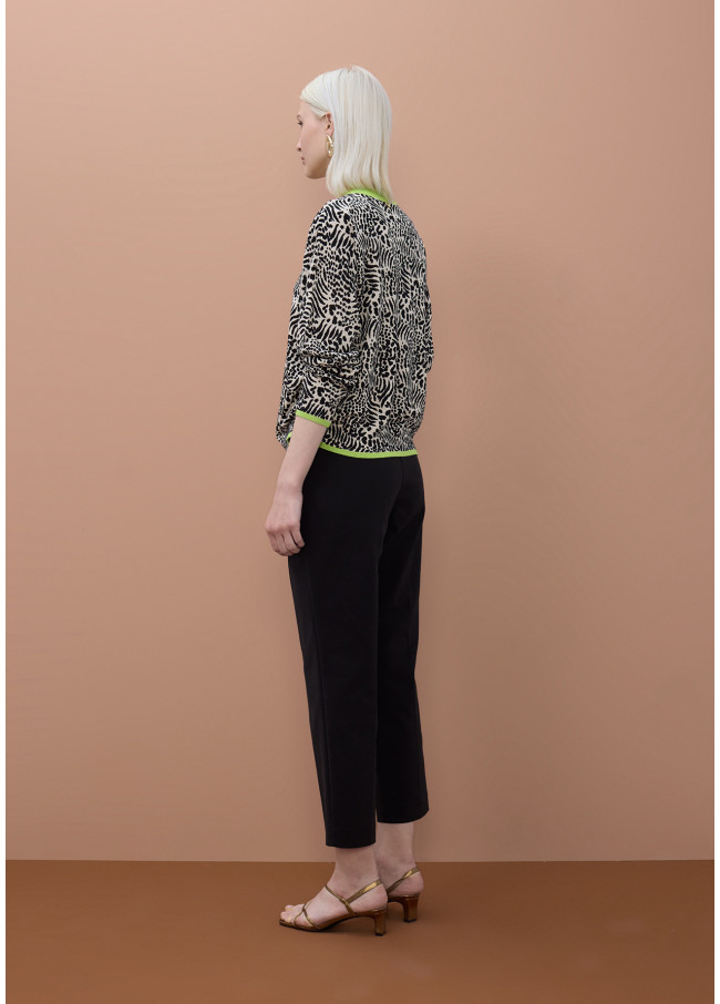 Jacquard-Pullover mit Kontrast-Ripp