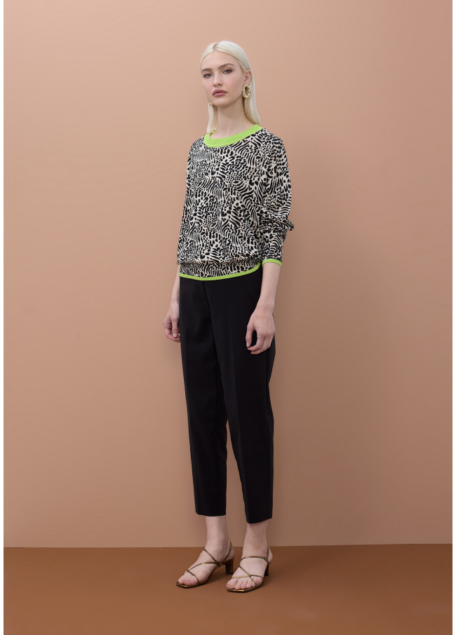 Jacquard Sweater with Contrast Rib