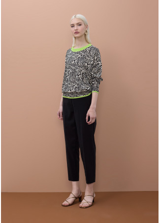 Jacquard-Pullover mit Kontrast-Ripp