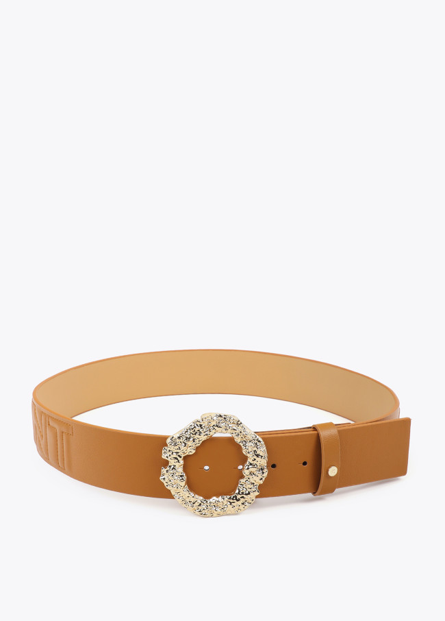 Ceinture à Boucle Texturée avec Logo Brodé