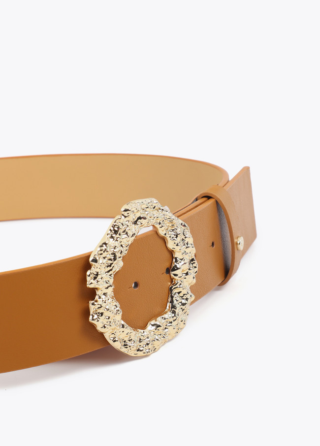 Ceinture à Boucle Texturée avec Logo Brodé