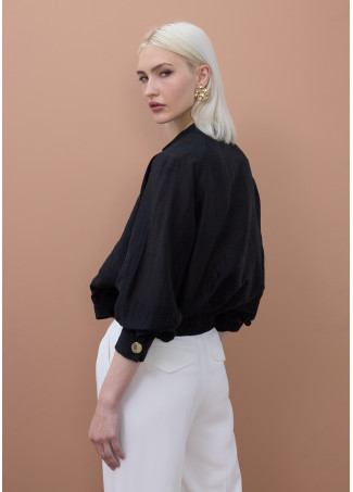 Jaqueta Tipo Bomber Manga Raglan com Bolsos