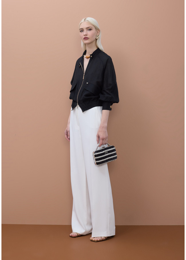 Raglan Sleeve Bomber Jacket with Pockets