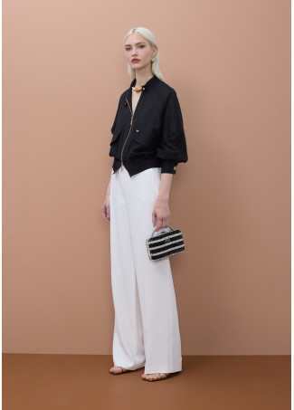 Raglan Sleeve Bomber Jacket with Pockets