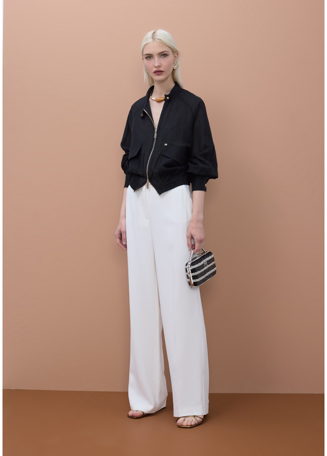 Raglan Sleeve Bomber Jacket with Pockets