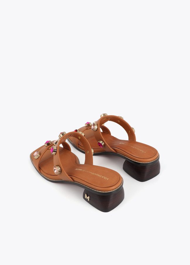 Heeled Sandals with Maxi Crystals