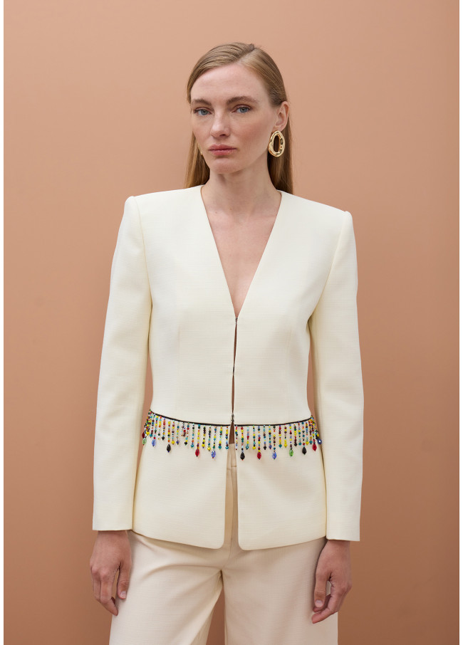 Taillierte Blazer mit bunten Steinen an der Taille
