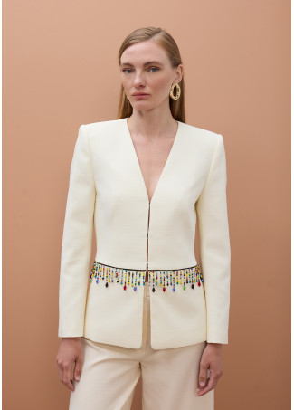 Veste cintrée avec pierres colorées à la taille