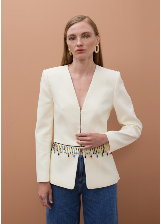 Taillierte Blazer mit bunten Steinen an der Taille