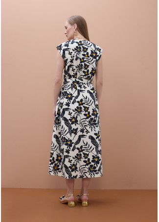 Papageienblatt Print Popeline Kleid
