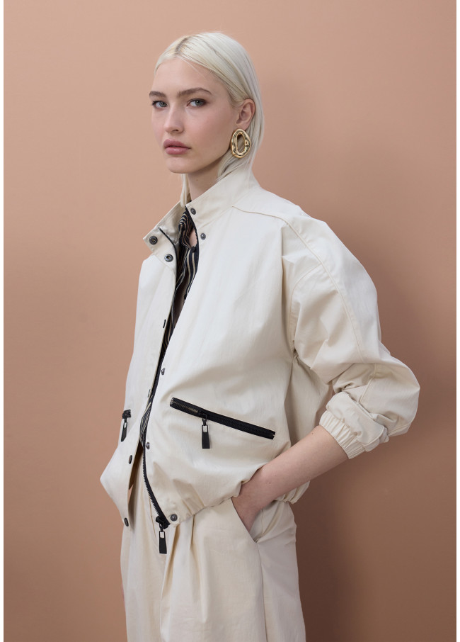 Bomber with Lacquered Exposed Zippers