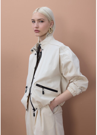 Bomber with Lacquered Exposed Zippers