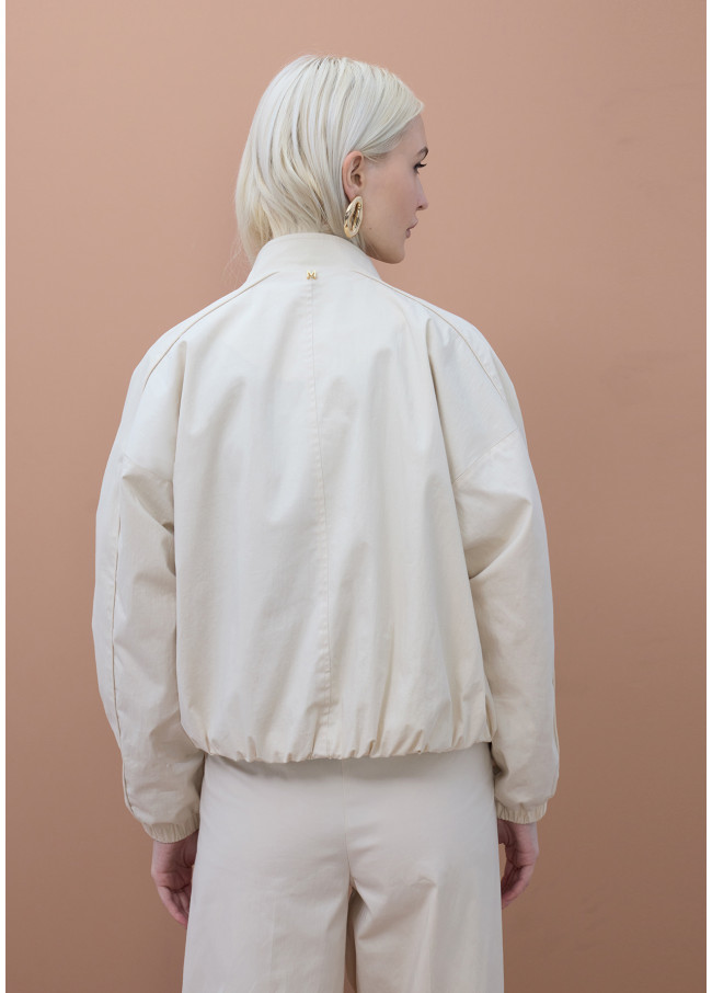 Bomber with Lacquered Exposed Zippers