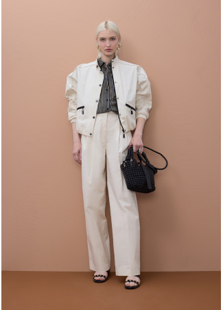 Bomber with Lacquered Exposed Zippers