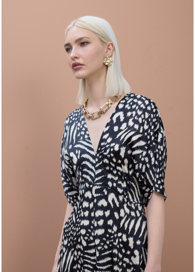 Robe à col en V imprimée