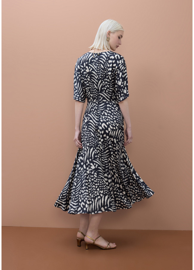 Robe à col en V imprimée