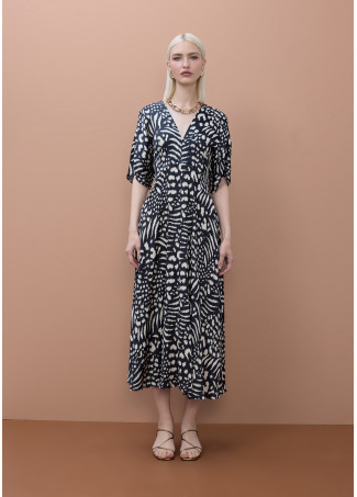 Robe à col en V imprimée