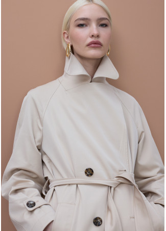 Double-Breasted Trench with Pleated Back