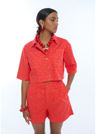 Sobrecamisa manga corta jacquard