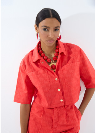 Sobrecamisa manga corta jacquard