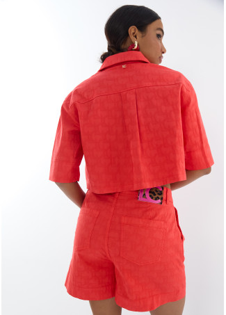 Sobrecamisa manga corta jacquard