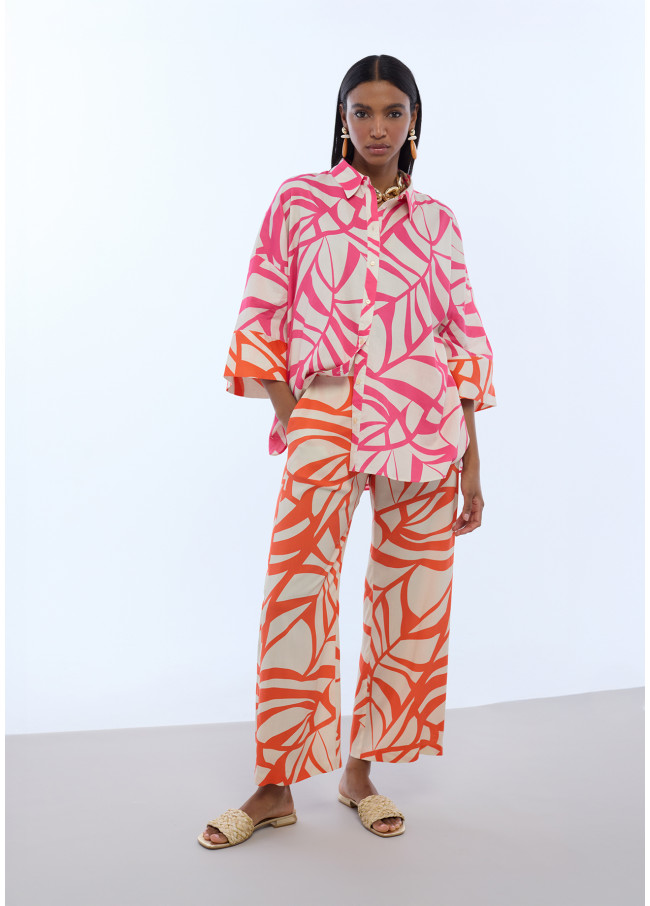 Culottes imprimé feuilles