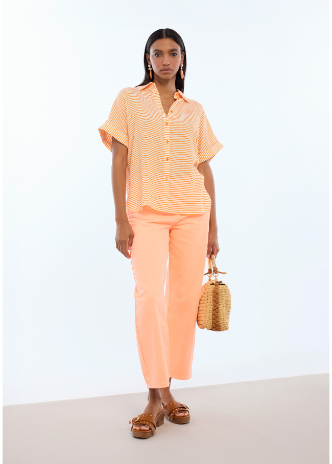 Camicia a Righe Orizzontali a Maniche Corte