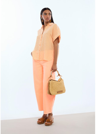 Camicia a Righe Orizzontali a Maniche Corte