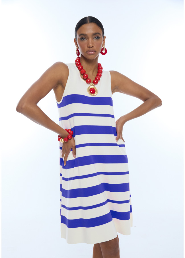 Short Knit Dress with Wide Strap A-Line...