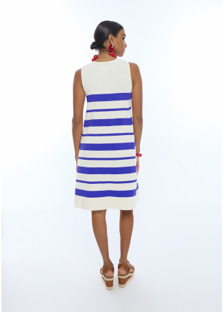 Short Knit Dress with Wide Strap A-Line Irregular Stripes